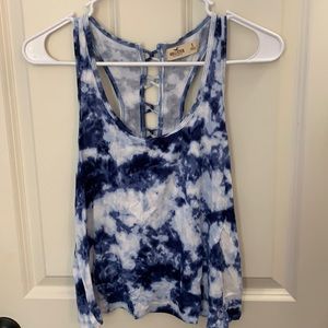 Blue and White Hollister Tie Dyed Tank